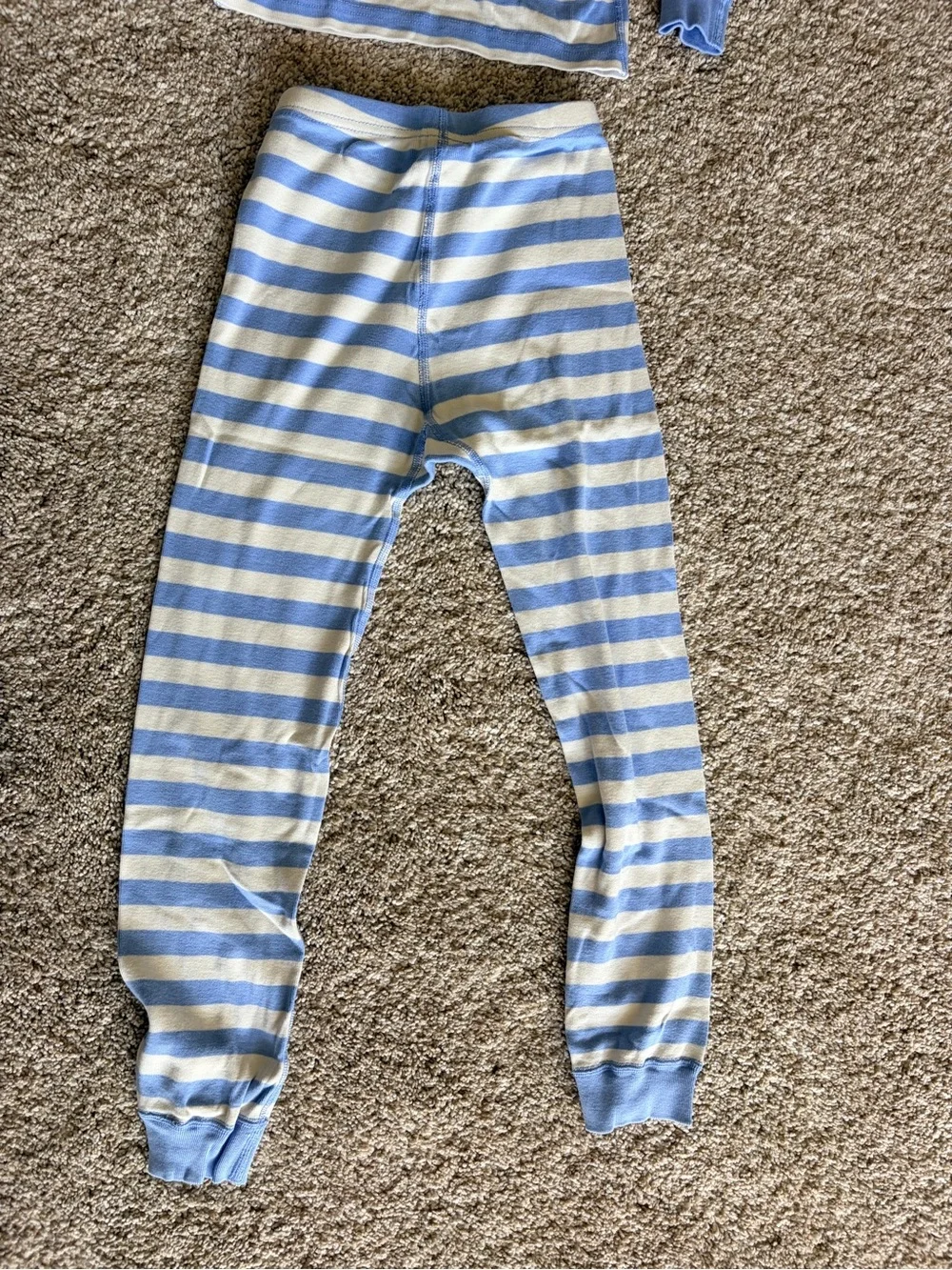 Hanna Andersson Blue and Cream Striped Kids Pajama Set